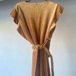 MISA Los Angeles mustard yellow gold wrap short sleeve maxi wrap dress Photo 6