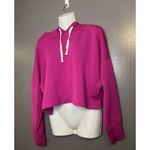 Happily Grey Hoodie Womens Large Pink Cropped Modal Blend Pullover Sweatshirt Photo 2