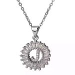 Silver Initial Crystal Pendant Necklace A Photo 6