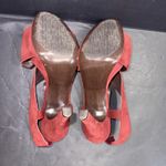 Diane Von Furstenberg DVF Platform Sandals 7.5 Zia Suede Crisscross Coral Red  Photo 12