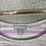 Talbots T by XL Top Striped Gray Purple Drawstring Hem Slouchy Soft Knit Comfy Photo 1