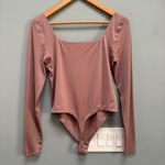Lululemon Wundermost Ultra-Soft Nulu Square-Neck Long-Sleeve Bodysuit Pink L Photo 5