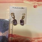 Tahari  Gold Earrings with Lavender Stone Photo 3