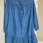 AQUA  Chambray Ruffle Dress Photo 0