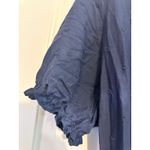 Old Navy ‎ navy blue wrap dress with embroidered flowers and ruffles NEW L Photo 6