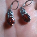 Simulated Red Diamond Stainless Steel Lever Back Earrings Photo 10