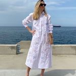 Bits And Pieces To Go Stary Shirt Dress White Multicolor Embroidered Star M/L Size L Photo 2