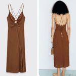 ZARA Rustic Slip Linen Blend Dress Size Medium Photo 2
