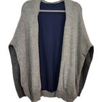 Basil and Lola Gray Cardigan with Sheer Navy Back Size Large Gray Cardigan Blue Photo 0