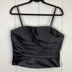 Bill Levkoff Black Satin Formal 2 Piece A-line Skirt Ruched Top Removable Straps Photo 3