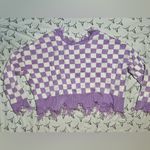 Just Polly New York Distressed Purple Checkered Grunge 90s Knit Sweater Size M Size M Photo 6