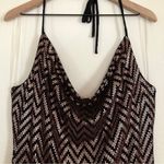 Curvy Sense Sequin Zigzag Striped Black Rose Gold Halter Bodycon Mini Dress Size 2X Photo 2