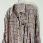 Free People  Break My Stride Buttondown Shirt in Sugar Red Combo Size Medium Photo 6