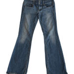 American Eagle AE VTG Y2K Artist Super Low Rise Flare Jeans Stretch Denim 6 Blue Photo 0