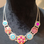 Women's Colorful Boho Medallion Statement Necklace Lobster Clasp Vintage Style Photo 0
