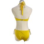 Milly  Bikini Tie Knit Detail Yellow Halter Photo 3
