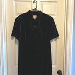Fashion Bug Vintage Black Velvet Midi Dress with Back Tie Detail Size 20 Whimsigoth Romantic Photo 1