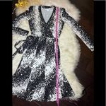 Diane Von Furstenberg Lilyann Print Silk Wrap Dress In Black White sz 0 Photo 12