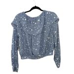 NWT Lulus West End Blue Polka Dot Ruffled Long Sleeve Top Blouse Shirt Size S Photo 3