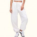 Good American  Cloud White Parachute Drawstring Cargo Pants New Size Small NWTS Photo 1