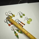 Bead Dangle Drop Pierced Earrings Lot Of 5 Beaded Green Orange Yellow Etc Photo 4