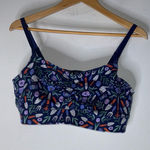 Duluth Trading Co Organic Cotton Bra In Garden Tool Print‎ Large Blue Photo 0