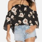 J.O.A. Los Angeles Black Floral Off-Shoulder Top Size: Small FLOWER TOP Photo 1