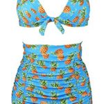COCOSHIP Blue and Orange Bikini with Playful Design Photo 1
