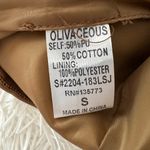 Olivaceous  Faux Leather Mini Skirt – Camel Tan Utility Pockets Photo 12