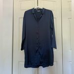 Van Winkle & Co. Navy Blue Button Down Collared Sleep Dress Long Shirt Large Photo 1