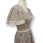 Vintage Novelty bird print 60's Flare Sleeve Fit & Flare midi dress White Photo 2