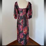 Farm Rio  Shiny Chita Black Shorts Sleeve Midi Dress S Photo 6