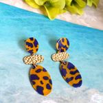 Acrylic Purple Gold Tortoise Style Earrings Photo 0