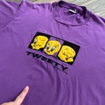 Anvil Vintage  Purple Tweety Bird Single Stitch Embroidered Graphic Tee Size XL Photo 4