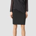 All Saints Lowe Jersey Chiffon Layered Dress Black US 6 Photo 14