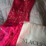 Mermaid V Neck Tulle Corset Sequins Leaf Prom Dress with Slit Pink Size 2 Photo 2