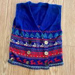Vintage Blue Knit Cotton Christmas Holiday Sweater Vest Reindeer Womens Medium Photo 2