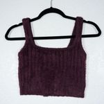 Cotton On Burgundy Red Eyelash Fuzzy Cropped Tank Top Size Small Photo 0