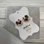 Handmade Chicken Print Button Earrings, Button Earrings, Gifts, Stocking Stuffers Photo 4