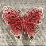 VTG Y2K Hot Ombre Pink Butterfly Brooch Pin Rhinestones Fairy Whimsical Party Photo 0