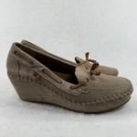 Soul of Africa Suede Leather Wedge Mocassin Loafers Taupe Brown Size 10 US Photo 3