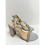 Badgley Mischka  Sandals Womens Size 8.5 Silver Block Heel Open Toe‎ Embellished Photo 2