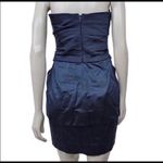 BCBGMAXAZRIA Blue Satin Dress Strapless Mini Pleats Bodycon 4 Photo 4