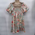 Babydoll Mini Dress‎ Small Blue Floral Satin Photo 4