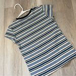 Brandy Melville  Striped Crew Crop Top Blue (One Size) baby tee stretchy fitted Photo 2