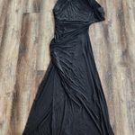 Retrofête Retrofete Dana Dress in Black Size XL NWT One Shoulder Ruched Slit Mock Neck Photo 2
