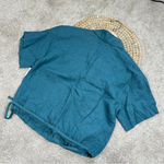 Athleta 100% Linen Playa Tie Top Shortsleeve in Borealis Green Size M Photo 5