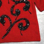 Vintage Sheridan Square Red Silk Wool Blend Tunic Sweater Womens M Beaded Sequin Size M Photo 2
