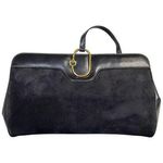 Gucci  Vintage Clutch Gold Tone Clip Closure Black Suede leather COA Photo 1