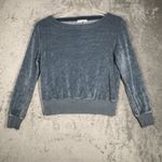 Michael Stars ‎ Shirt Womens Small Blue Velour Sweatshirt Crop Casual Streetwear Photo 1